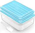 ARTLEO Ice Cube Tray with Lid and Bin for Freezer, Easy Release 55 Ice Cube Trays 2 Pack, Spill-Proof Filling & Transporting, Stackable Ice Maker Tray and Big Storage Container, BPA Free