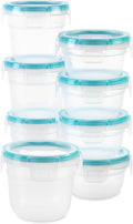 Snapware Total Solution 16-Pc Plastic Food Storage Containers Set,(4) 2-Cup & (4) 1.2-Cup Round Meal Prep Container, BPA-Free Lids with 4 Locking Tabs, Microwave, Dishwasher, and Freezer Safe