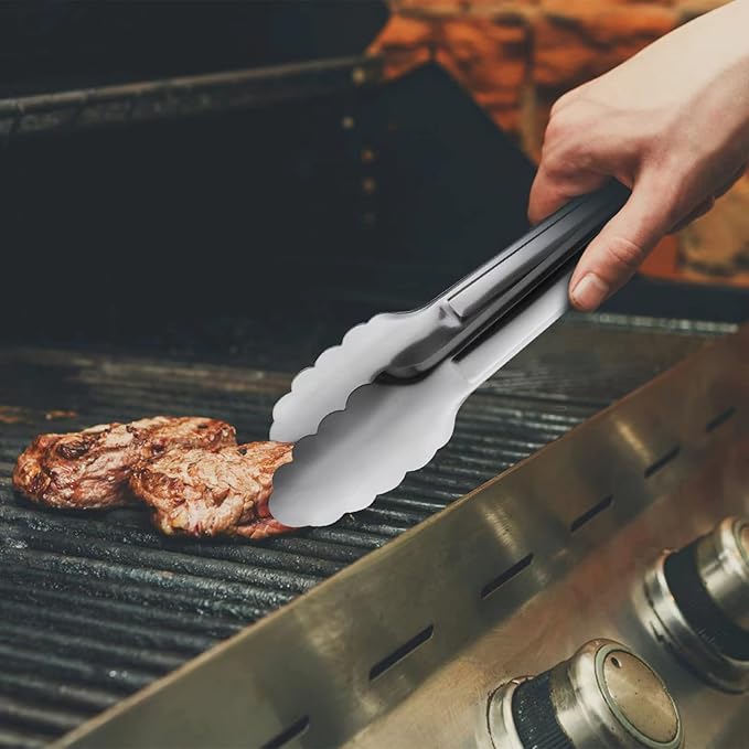 Serving Tongs, Stainless Steel Kitchen Cooking Food Buffet Mini Salad Appetizer Tong Small 6 Pack 7 Inch