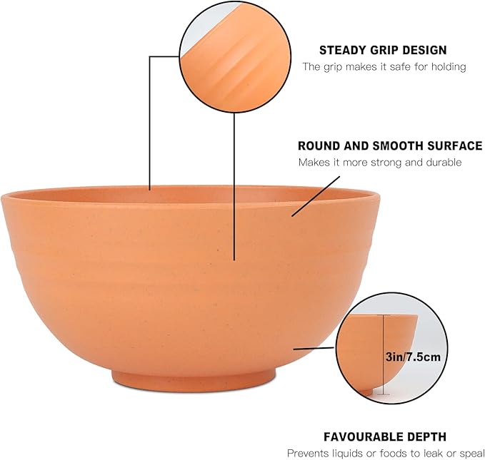 Homienly Plastic Bowls Alternative, Unbreakable Wheat Straw Cereal Bowls 8 PCS - Microwave & Dishwasher Safe Bowl for Cereal, Snack, Rice, Salad, Soup Bowls for Kitchen, Camping, Party(Muliti,26 OZ)