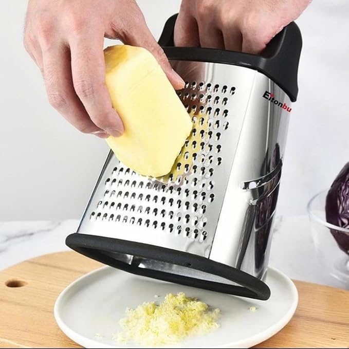 Multifunctional Stainless Steel Grater Slicer with Handle, Large 4 Sides Cutter for Ginger, Garlic, Cucumbers, Carrots, Cheese, Potato，Dishwasher Safe （ Mint）