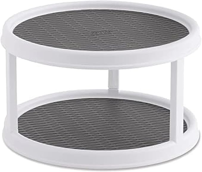 Copco Non-Skid Turntable, 2-Tier, 12-Inch, Durable & Easy Clean, White/Gray (Pack of 6)