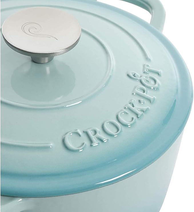 Crock-Pot Artisan Round Enameled Cast Iron Dutch Oven, 7-Quart, Aqua