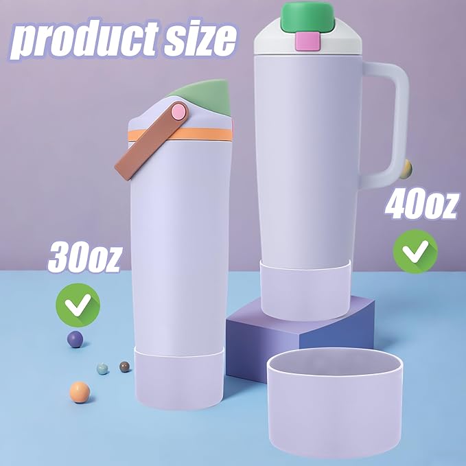 Mity rain 2PCS Protective Silicone Boots for Owala 30oz & 40oz FreeSip Sway Bottles & Tumblers - Accessories for owala, Enhances Stability & Prevents Scratches (Light Purple)