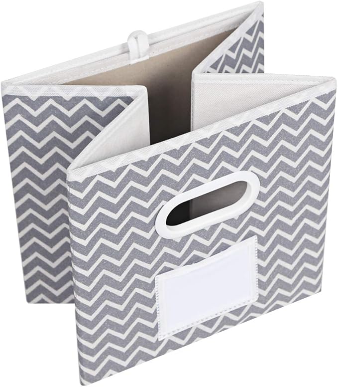 MAX Houser Fabric Cloth Storage Bins,Foldable Storage Cubes Organizer Baskets with Dual Handles for Home Bedroom Storage,Set of 6 (Grey)
