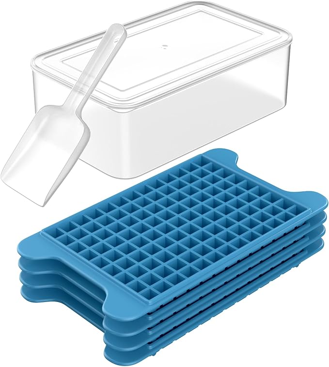 Mini Ice Cube Tray for Freezer: FDDBI Small Ice Trays for Freezer with Bin - 117×4PCS Easy Release Nugget Ice Tray - Crushed Ice Tray with Container