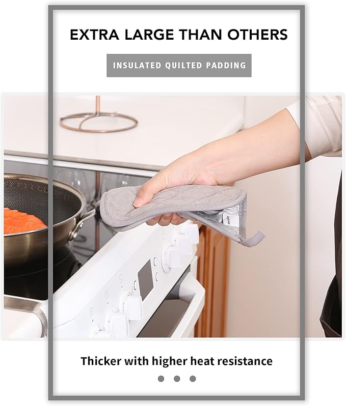 Joyhalo 6 Pack Pot Holders for Kitchen,Cotton Oven Holder with Great Heat Resistance,Non Slip Hot Pads for Kitchen Clearance,Grey