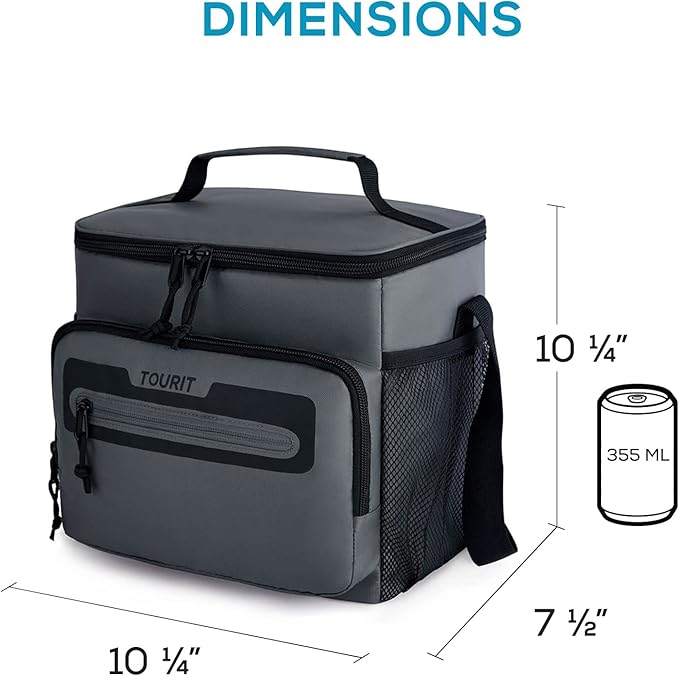 TOURIT Large Lunch Bag 14L Insulated Lunch Box Lunch Cooler for Men Women Work, Black