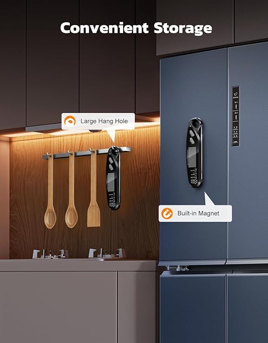 Instant Read Meat Thermometer Digital for Cooking & Grilling with Dual Probe, Big Backlit & Calibration, Food Thermometer for Grill, Smoker, BBQ, Oven, Oil Fry, Outdoor Kitchen Appliances