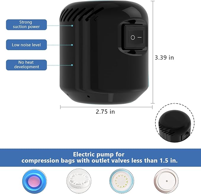 Electric Air Pump for Vacuum Storage Bags Space Saver Vacuum Storage Bag Pump for Compression Clothing, Portable Vacuum Pump