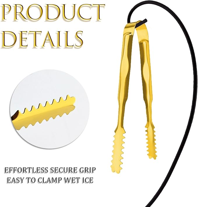 6 Pcs Ice Tongs Stainless Steel 6 Inch with Serrated Teeth Durable Serving Metal Tongs for Kitchen, BBQ, Buffet & Party Secure Grip Mini Tongs for Ice Cubes, Sugar, Salad，Appetizers