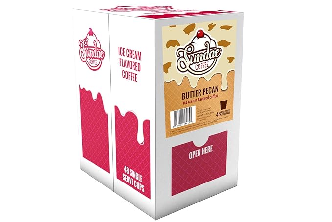 Sundae Ice Cream Flavored Coffee Pods, Compatible with 2.0 Keurig K-Cup Brewer, (Peanut Butter Cup) 48 Count