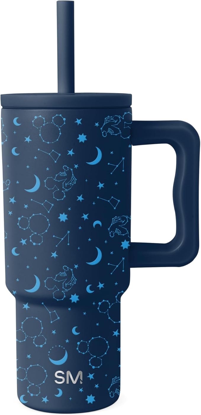 Simple Modern Disney Kids 24 oz Tumbler with Handle and Silicone Straw Lid | Spill Proof Leak Resistant | Reusable Stainless Steel Bottle | Kids Boys | Trek Collection | Mickey Mouse Constellations