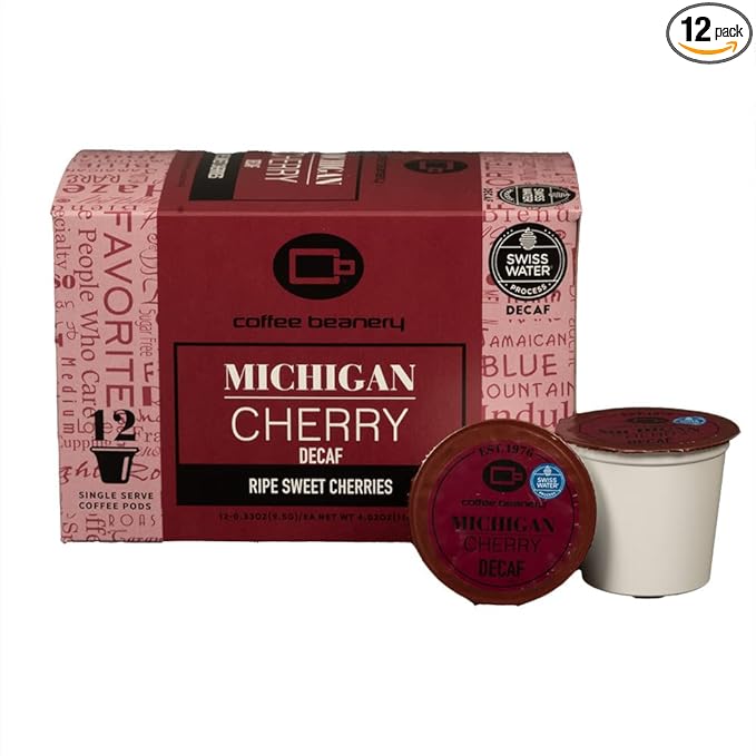 Michigan Cherry Decaf Coffee Pods by Coffee Beanery | 12ct Medium Roast Arbica Coffee