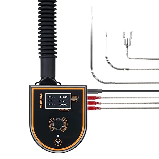 INKBIRD WiFi & Bluetooth BBQ Temperature Controller ISC-007BW Kit, Automatic Smoker Fan Controller Grill Thermometer with 3 Probes for Big Green Egg, Kamado, WSM, Kettle, Akorn - Storage Carrying Case