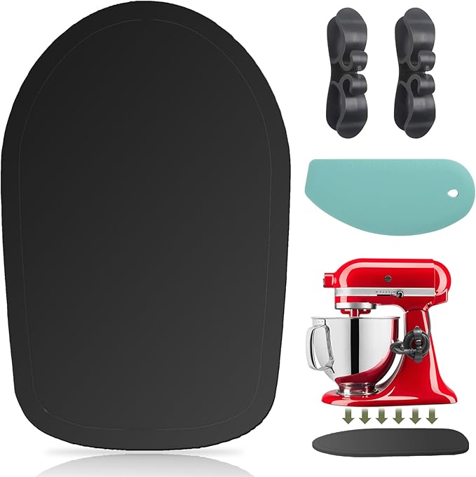Mixer Slider for Kitchen Aid 4.5-5 Qt Tilt Head Stand Mixer, kitchen Aid Accessories and Attachments W/ 1 x Slider Board, 2 x Cord Storage, 1 x Silicone Bowl Scraper (Black)