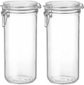 Bormioli Rocco Fido Cylinder 33.75 oz Airtight Glass Canister (Set of 2) - BPA Free Ingredient Storage Jar - Ideal for Fermentation, Pantry Organization, Canning, Kitchen Essentials - Dishwasher Safe