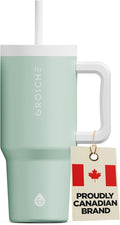 GROSCHE ASPEN 32 oz Tumbler with Handle and Straw. Extreme Insulation, Classy Design, Built to Last Insulated Stainless Steel Tumbler with Handle, Lid and Straw - Seafoam Green