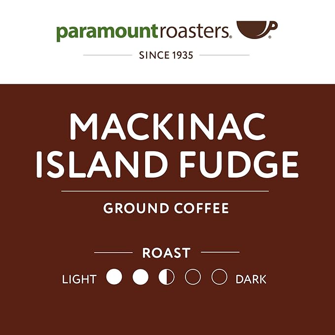 Paramount Roasters, Mackinac Island Fudge Flavored Ground Coffee, 1-12oz package medium roast, (Paramount Coffee Company)