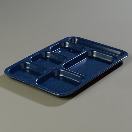 Carlisle FoodService Products 4398835 (6)Compartment Tray - Right-Handed, 14-.5x10 Cafe Blue, Dozen