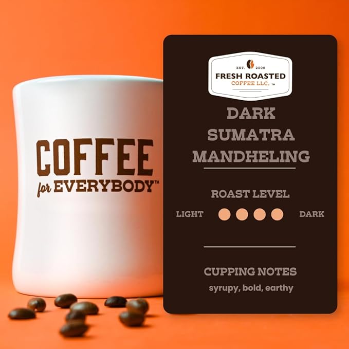 Fresh Roasted Coffee,100% Dark Sumatra Mandheling | 2 lb (32 oz) | Single Origin | Dark Roast | Kosher | Whole Bean
