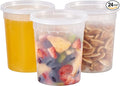 32oz Plastic Deli Containers, 24 Sets - Leakproof, Stackable, BPA Free, Microwavable, Freezer Safe