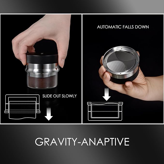 MATOW 2 in 1 Design Gravity Distributor and Magnetic Dosing Funnel Combo, 53.3mm Adaptive Espresso Distributor and 54mm Stainless Steel Dosing Ring Set Compatible with Breville 54mm Portafilter