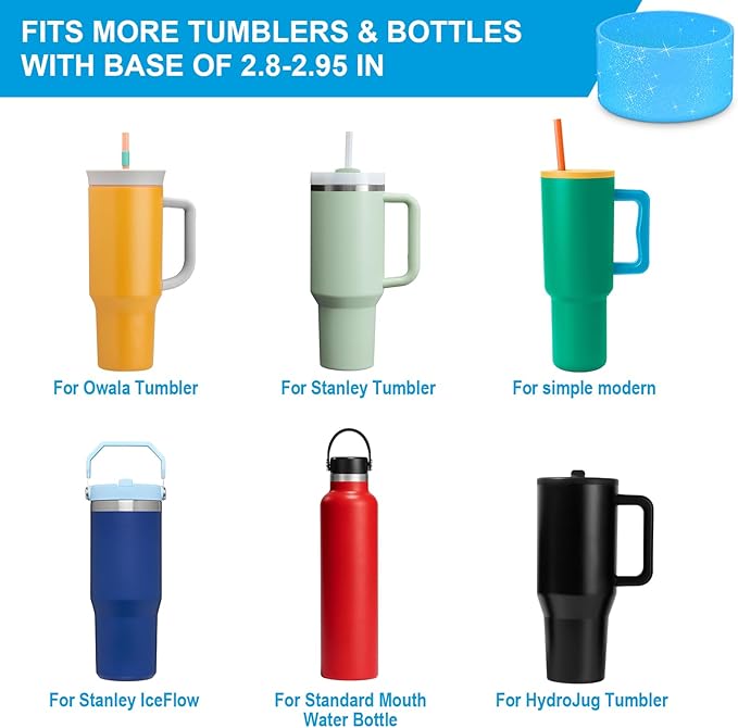 2PCS Glitter Silicone Boot for Owala Water Bottle, Anti-Slip Protective Sleeve for Owala Twist,FreeSip and Flip Stainless Steel Water Bottle, BPA-Free, Dishwasher Safe, Accessories