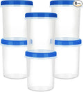 Heavy Duty Airtight Plastic Containers with Twist Top Lids, Stackable Freezer Containers for Lunch, Salad, Soup, Leftover, Ice Cream, BPA Free [6 Pack-32 oz]