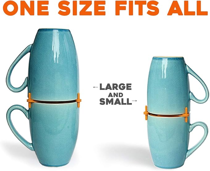 ELYPRO Mug Stacker 6-Pack – Coffee Mug Rack & Mug Organizer | Stackable Cup Holder for Coffee Bar & Kitchen, Under Cabinet Mug Holder – Space-Saving Mug Storage for Cabinets – Orange