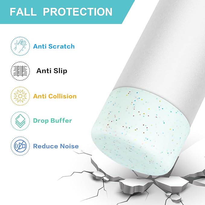 2PCS Glitter Silicone Boot for Owala Water Bottle, Anti-Slip Protective Sleeve for Owala Twist,FreeSip and Flip Stainless Steel Water Bottle, BPA-Free, Dishwasher Safe, Accessories