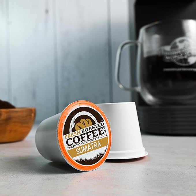 Fresh Roasted Coffee, Sumatra Mandheling |100% Single Origin | Medium Roast, 72 Pods for K Cup Brewers