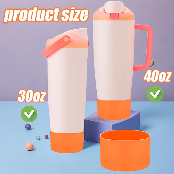 Mity rain 2PCS Protective Silicone Boots for Owala 30oz & 40oz FreeSip Sway Bottles & Tumblers - Accessories for owala, Enhances Stability & Prevents Scratches (Orange)