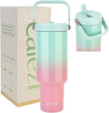 40 oz Tumbler with Lid and Straw, Stainless Steel Vacuum Insulated Tumblers with Flip Straw and Top Handle, Reusable Insulated Water Bottle for Home, Office, Leakproof, Fit in Cup Holder