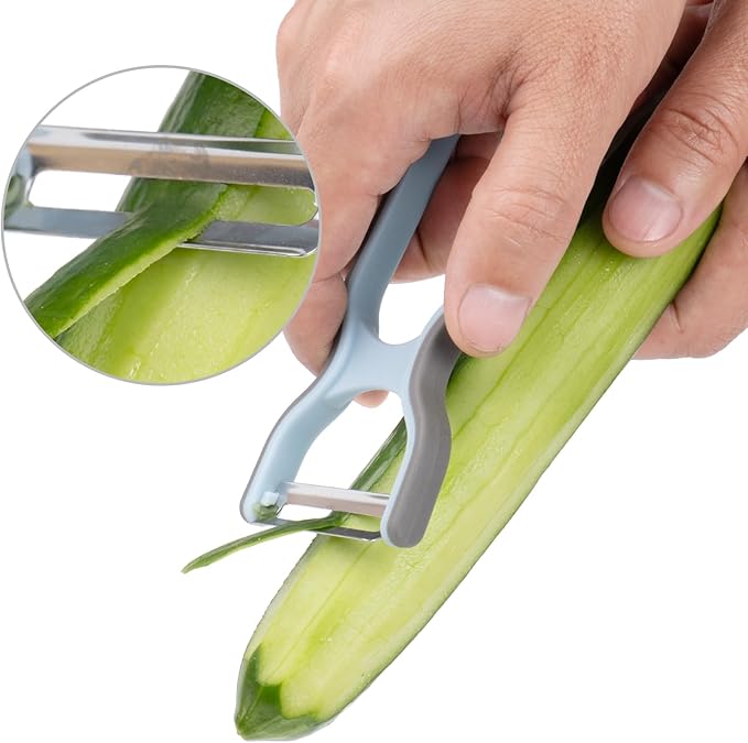 4-Piece Peeler Set with Straight, Serrated, and Julienne Peelers for Fruits, Vegetables, and Shredding，304 Stainless Steel