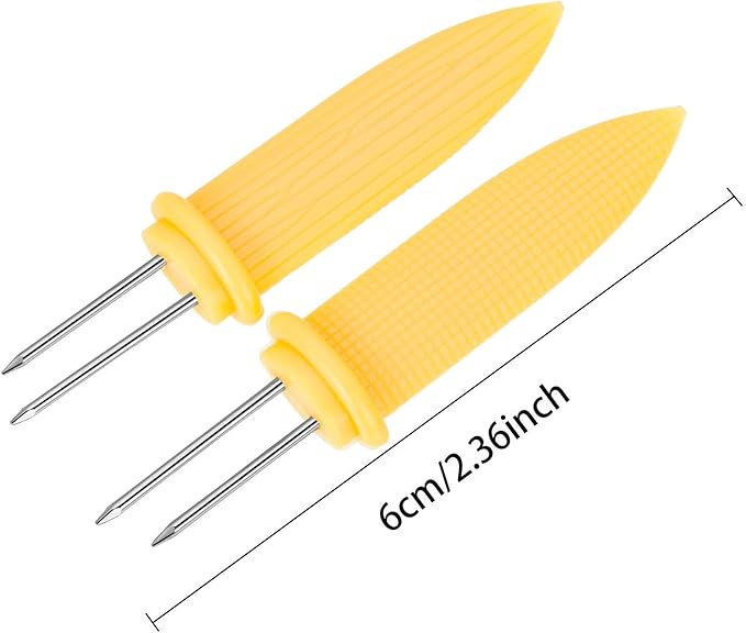 10PCS Corn Holders - Corn on The Cob Skewers,Stainless Steel Corn Fork Prong Skewers Kitchen Tool for BBQ Twin Prong Sweetcorn Holders Home Cooking Fork
