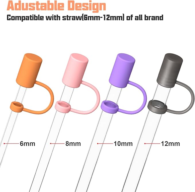 Adjustable Straw Cover for Stanley|Simple Modern|Yeti|Owala|Hydro Flask|Reduce|Maars|Meoky|MaxBase|Beast|Hydrapeak Cup, All Brand of Straw Accessories, Diameter 6mm-12mm, BPA Free, Dishwasher safe
