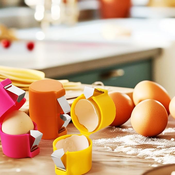 2025 Premium Egg Shell Opener, Egg Shell Cutter Eggs Shell Separator for Raw Eggs, Multifunctional Egg Cutter Egg Cracker Separator for Home Kitchen Gadgets (Yellow)