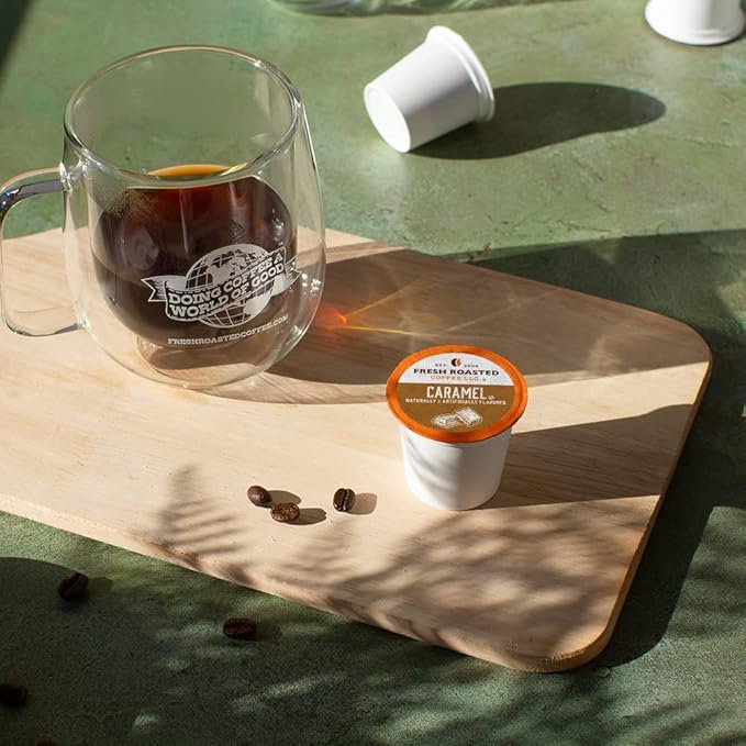 Fresh Roasted Coffee, Caramel, Flavored Coffee Pods, K-Cup Compatible, 96 Count