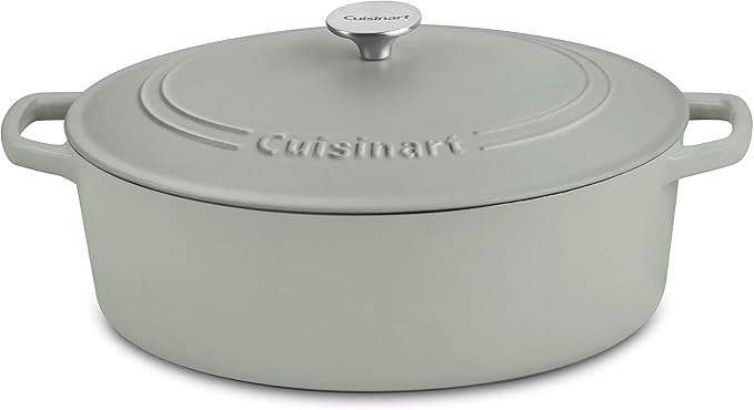 Cuisinart Chef's Classic Enameled Cast Iron Oval Covered Casserole (Sage, 7- Quart)