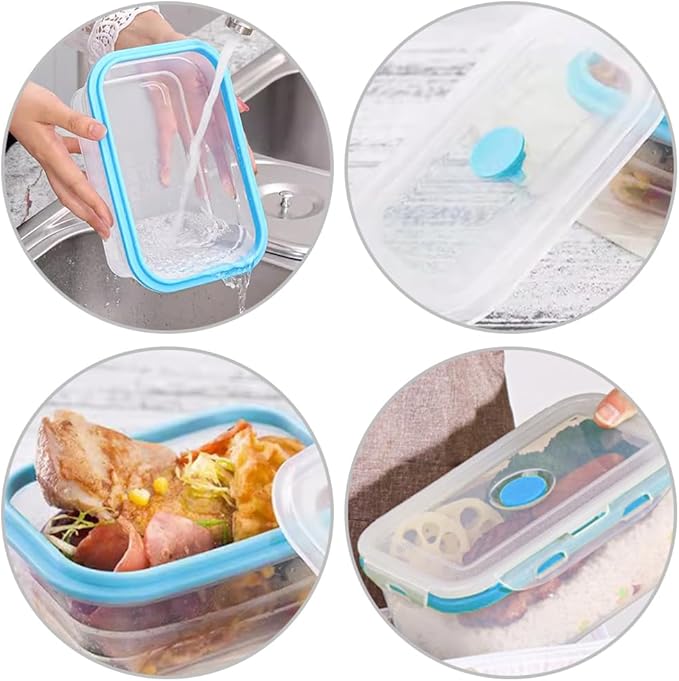 Alimat PluS 40.5oz Silicone Food Storage Containers, 3 Pack Set 1200ml Extra Large Collapsible Food Storage Containers with Lids, Collapsible Food Storage Containers Suitable for Lunch and Fruits
