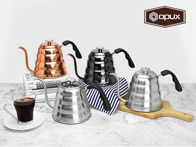 OPUX Pour Over Coffee Kettle with Gooseneck | Stainless Steel 40 oz, Stovetop Induction Goose Necked Kettle Slow Pour Drip Spout (1.2 Liter, 40 fl oz) Copper
