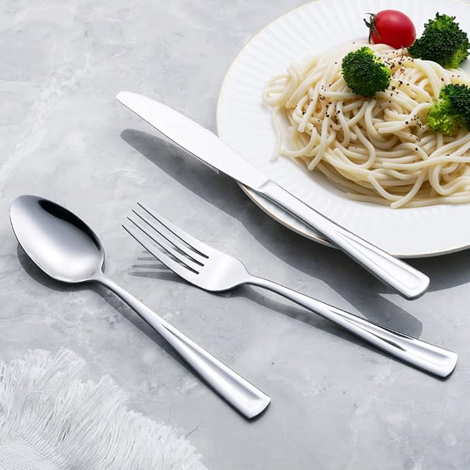 40-Piece Silverware Set for 8, GoGeiLi Stainless Steel Flatware Cutlery Set for 8, include Fork, Knife and Spoon Set, Mirror Finished