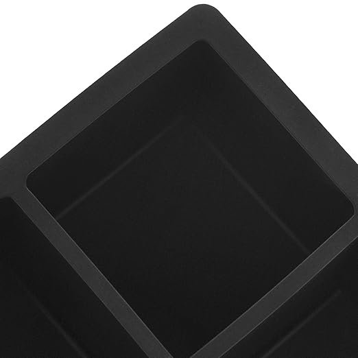 Amazon Basics Silicone Square Ice Cube Trays, Set of 2, Black, 4.25 x 4.25 x 1.77 in