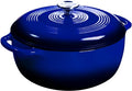 Lodge 7.5 Quart Enameled Cast Iron Dutch Oven with Lid – Dual Handles – Oven Safe up to 500° F or on Stovetop - Use to Marinate, Cook, Bake, Refrigerate and Serve – Indigo