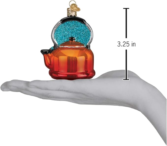 Old World Christmas 32349 Ornaments: Coffee and Tea Gifts Glass Blown Ornaments for Christmas Tree, Tea Kettle
