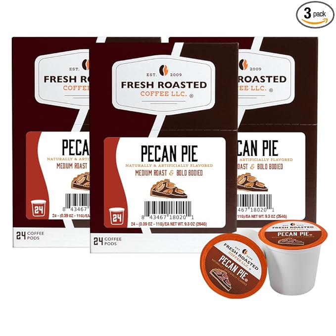 Fresh Roasted Coffee, Pecan Pie, Flavored Coffee Pods, 72 Count