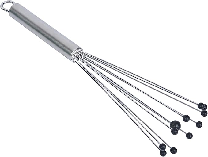 Restaurantware-German Standard 10.6 Inch Ball Whisks, 6 Kitchen Whisks With Silicone Balls - Ergonomic Handle, Dishwashable, Stainless Steel Manual Egg Beater, Durable, For Whisking, Stirring, Mixing