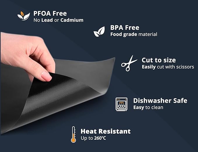 Linda's Essentials BBQ Grill Mats for Outdoor Grill Mat (5 Pack) 12.6" x 15.75" - Reusable Heat-Resistant Grilling Mats for Outdoor Grill, Non Stick Grill Matt, Easy Clean BBQ Mats for Outdoor Grills