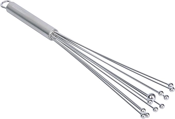 Restaurantware-German Standard 12.6 Inch Ball Whisks, 6 Dishwashable Kitchen Whisks - Ergonomic Handle, Durable, Stainless Steel Manual Egg Beater, Suitable For Whisking, Stirring, Mixing, Beating